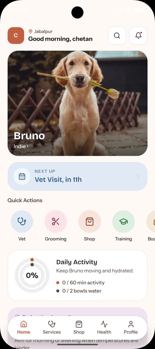 PETISM app home screen
