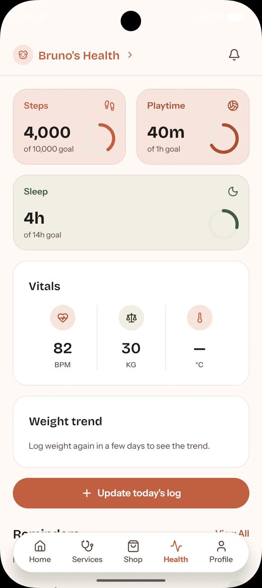 PETISM app health screen